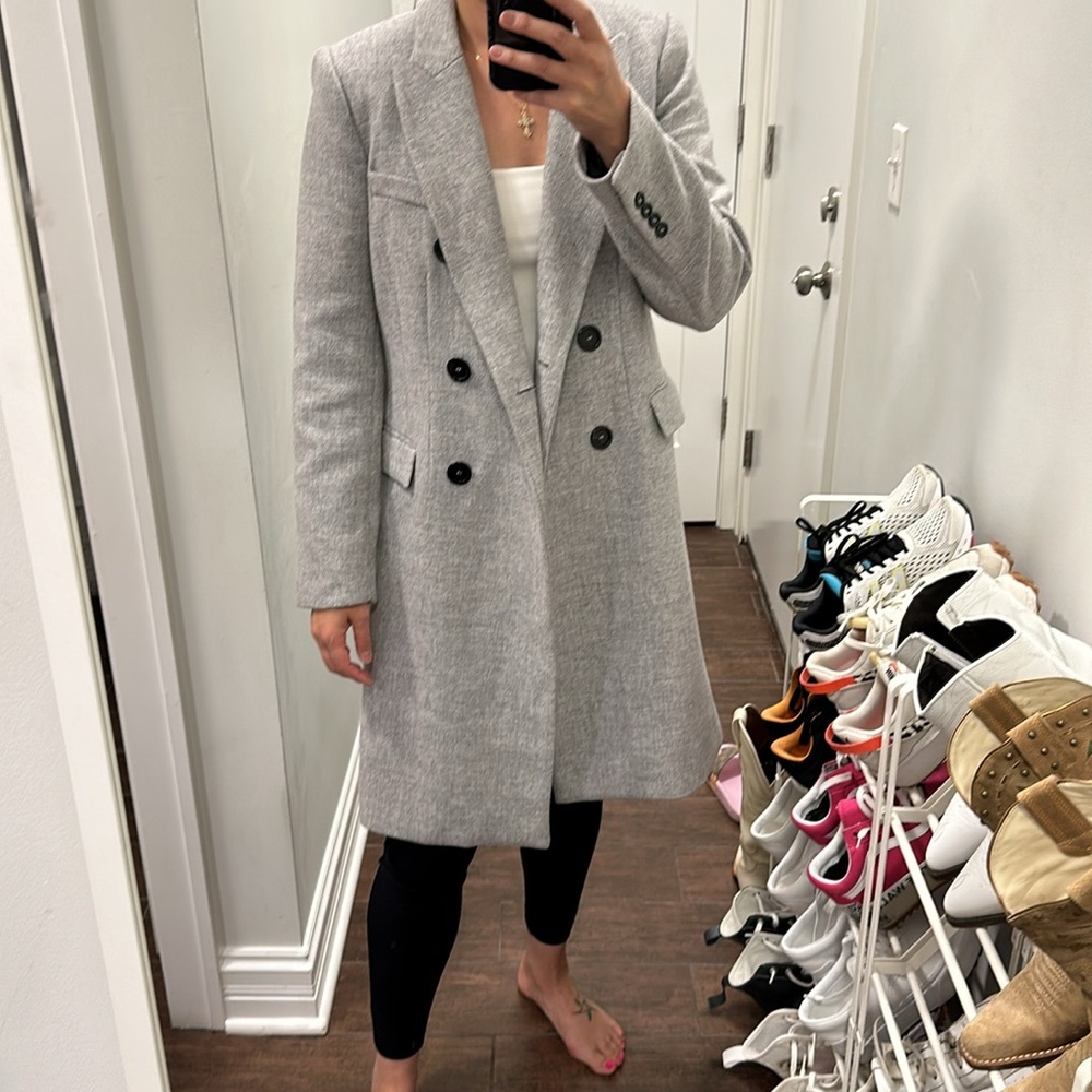 Zara Gray Wool Coat Size Medium